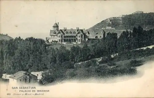 Ak Donostia San Sebastian Baskenland, Palacio de Miramar, historische Architektur, Landschaft,...