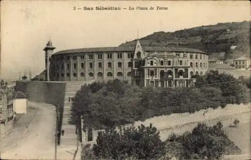Ak Donostia San Sebastian Baskenland,  La Plaza de Toros, historische Architektur