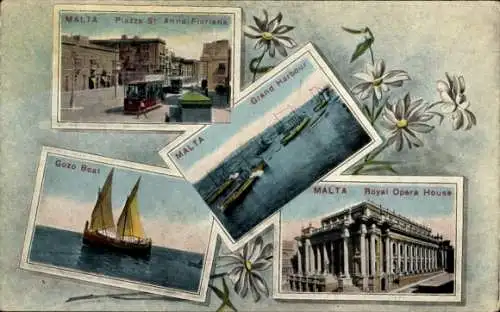 Ak Valletta Malta, Grand Harbour, Piazza St. Anna Floriana, Royal Opera House, Gozo Boat