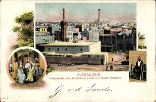 Ak Alexandria Ägypten, Panorama avec Colonne Pompee