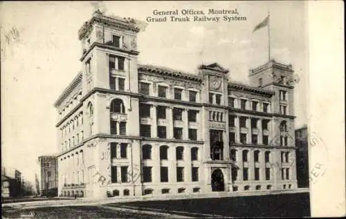 Ak Montreal Québec Kanada, General Offices, Grand Trunk Railway System, historisches Gebäude