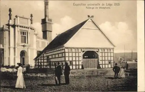 Ak Liège Lüttich Wallonien, Exposition universelle de Liège 1905, Auberge de Westphalie, histo...
