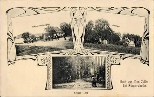 Ak Neukollm Hoyerswerda in der Oberlausitz, Gasthof zum Auerhahn, Forsthaus, Schießstand