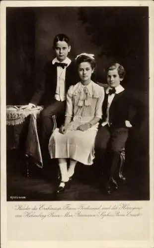 Ak Kinder Erzherzogs Franz Ferdinand u. Herzogin v. Hohenberg, Prinz Max, Ernst, Prinzessin Sophie