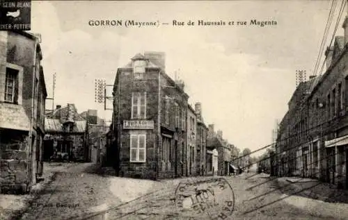 Ak Gorron Mayenne, Stadtansicht mit Straßenansicht, Häusern, Poststempel, Datum