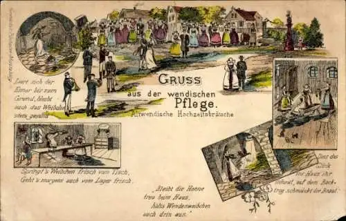 Litho Wendische Pflege, Altwendische Hochzeitsbräuche