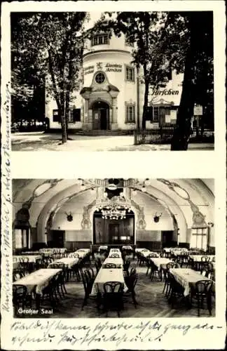 Ak Solln München Bayern, Gasthof zum Hirschen, Großer Saal, Eingang