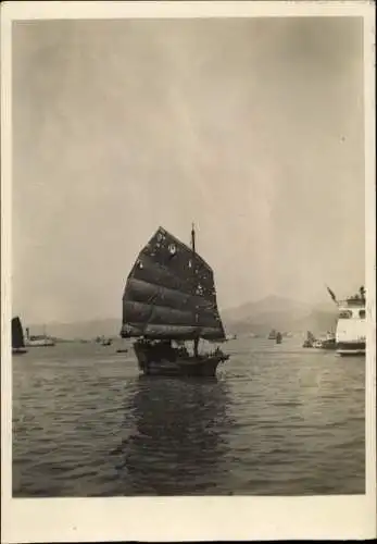 Foto Ak Hongkong China, Hafen, Segelboot, Dschunke