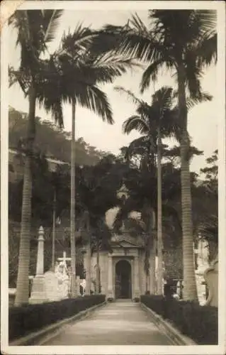 Foto Ak Hongkong China, Kapelle, Grabmale, Palmen