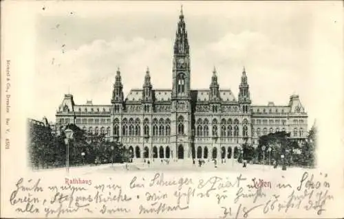 Relief Ak Wien 1. Innere Stadt Österreich, Blick auf das Rathaus