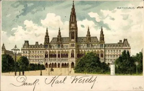 Litho Wien 1 Innere Stadt, Rathaus