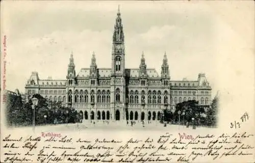 Relief Ak Wien 1. Innere Stadt Österreich, Blick auf das Rathaus