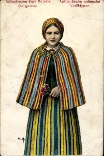 Künstler Ak Authentische polnische Volkstypen, Ksiezaczka, Frau in Tracht