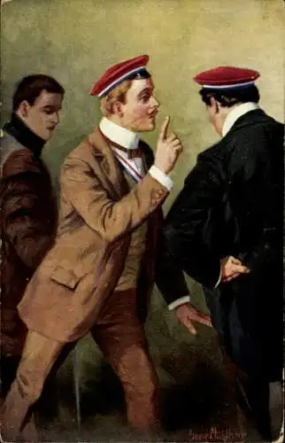 Künstler Ak Mühlberg, Georg, Mensur Kritik, Studenten