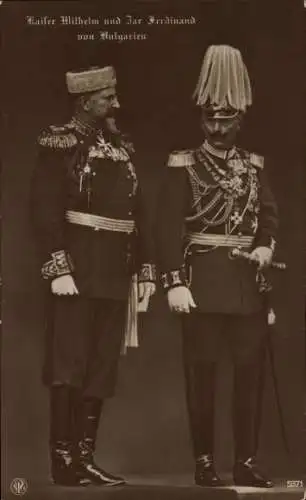 Ak Kaiser Wilhelm II., Zar Ferdinand I. von Bulgarien, Portrait, Uniformen, NPG 5371