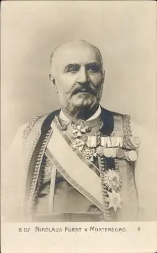 Ak Nikolaus Fürst von Montenegro, Portrait, Uniform, Orden, NPG 266-21