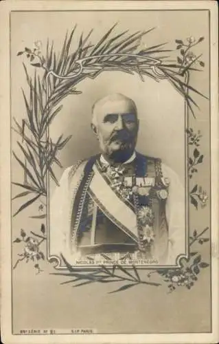 Ak Nikola I., König von Montenegro, Porträt in Uniform