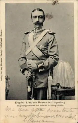 Ak Erbprinz Ernst von Hohenlohe-Langenburg, Porträt