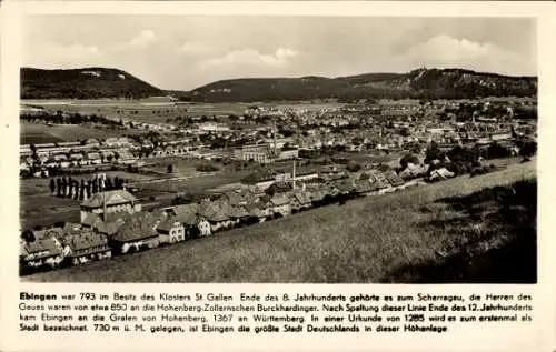 Ak Ebingen Albstadt in Württemberg, Gesamtansicht