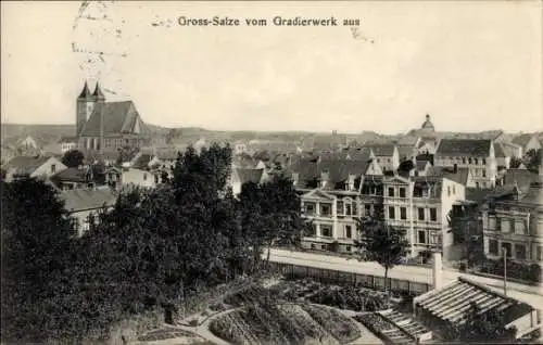 Ak Groß Salze Salzelmen Schönebeck an der Elbe, Gesamtansicht, Blick vom Gradierwerk