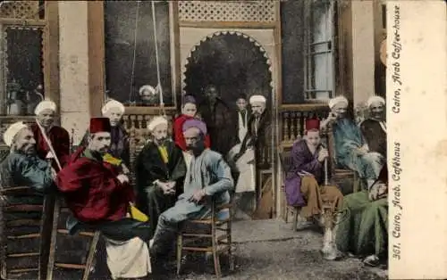 Ak Cairo Kairo Ägypten, Arab Coffee House, Trachten