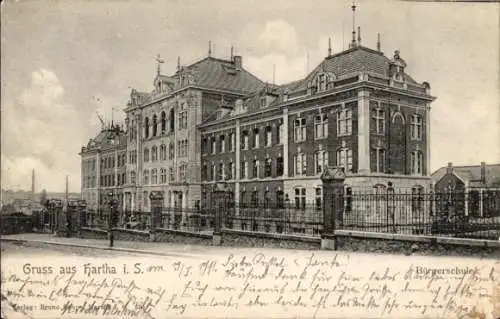 Ak Hartha Mittelsachsen, Bürgerschule