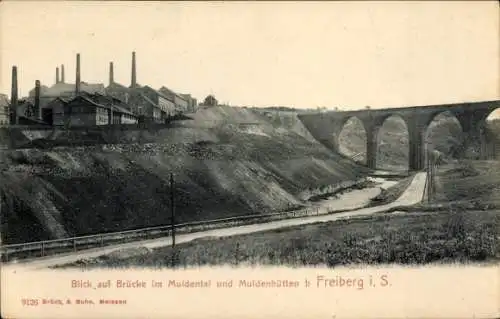 Ak Muldenhütten Freiberg in Sachsen, Brücke im Muldental