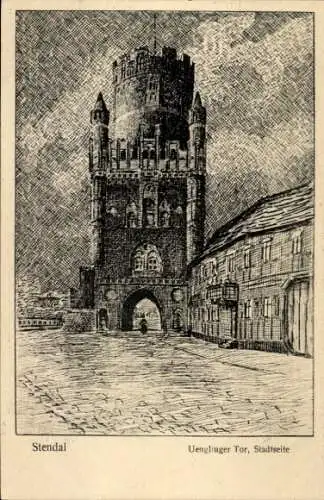 Künstler Ak Schmidt, Wilh., Stendal in der Altmark, Uenglinger Tor, Stadtseite