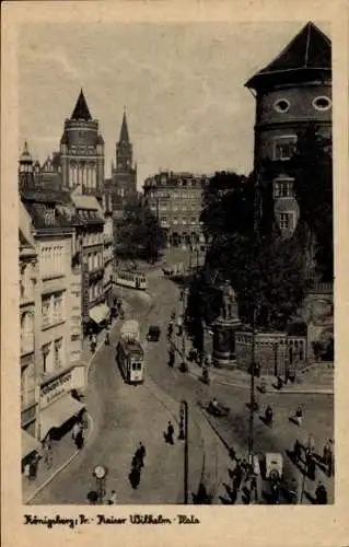 Ak Kaliningrad Königsberg Ostpreußen, Kaiser Wilhelm Platz, Straßenbahn, Turm