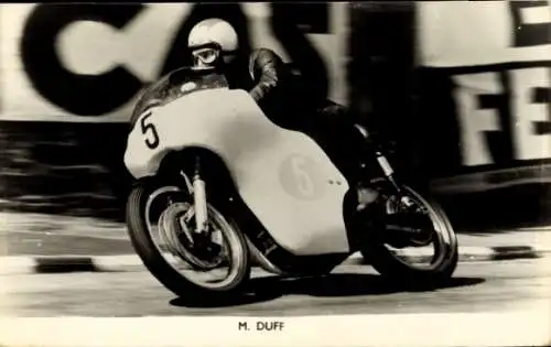 Ak Motorradrennfahrer M. Duff, Motorrennsport