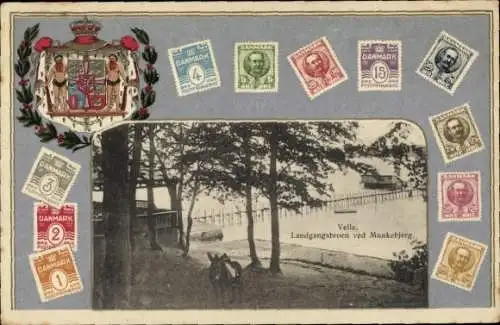 Wappen Passepartout Ak Vejle Jutland Dänemark, Landgangsbroen ved Munkebjerg