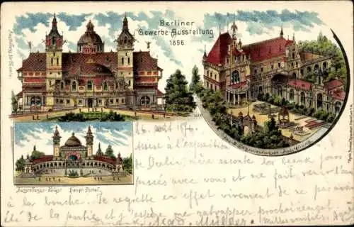 Litho Berlin, Gewerbeausstellung 1896, Bau und Ingenieurwesen Ausstellung, Ausstellungspalast