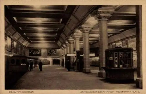 Ak Berlin Neukölln, Untergrundbahnhof Hermannplatz, Kiosk