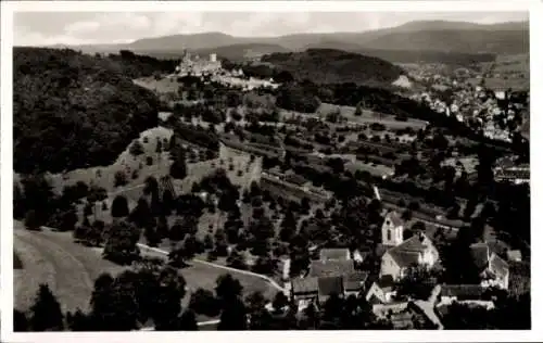 Ak Rötteln Haagen Lörrach in Baden Württemberg, Fliegeraufnahme, Rötteler Schloss im Wiesental