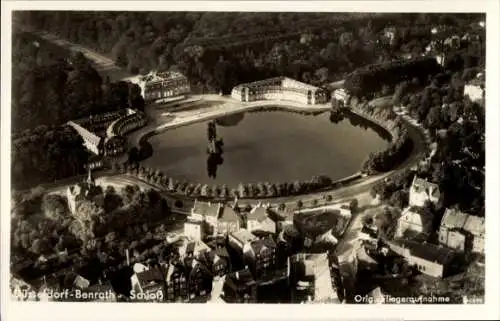 Ak Benrath Düsseldorf am Rhein, Fliegeraufnahme, Schloss