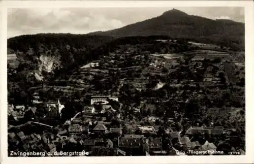 Ak Zwingenberg an der Bergstraße in Hessen, Luftaufnahme von Zwingenberg, Melibokus, Ev. Erholung