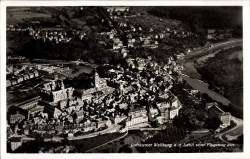 Ak Weilburg an der Lahn Hessen, Fliegeraufnahme