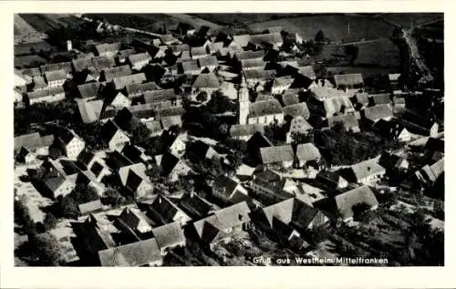 Ak Westheim (Kreis Weißenburg-Gunzenhausen) Mittelfranken, Luftaufnahme von Westheim, viele Däche