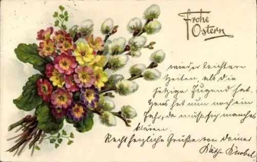 Ak Glückwunsch Ostern, Weidenkätzchen