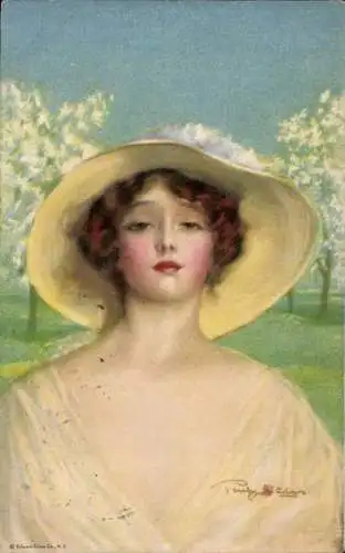Künstler Ak Frauenbildnis, Frau mit Hut