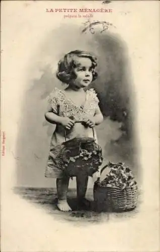 Ak Mädchen mit Blumenkorb, Porträt