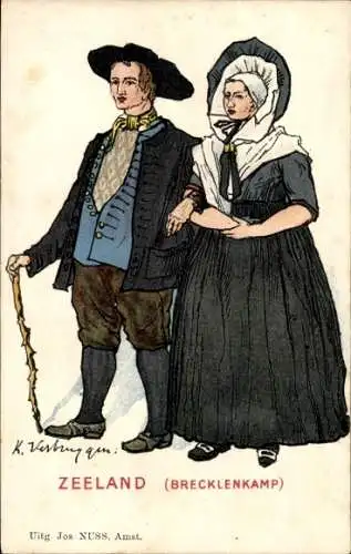 Ak Zeeland, Brecklenkamp, Menschen in Volkstrachten