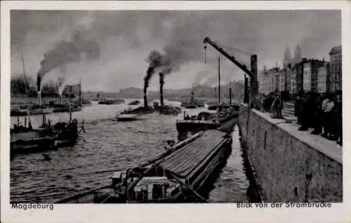 Ak Magdeburg an der Elbe, Blick von der Strombrücke