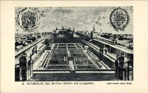 Ak Berlin Mitte, Lustgarten, Berliner Schloss, nach einem alten Stich