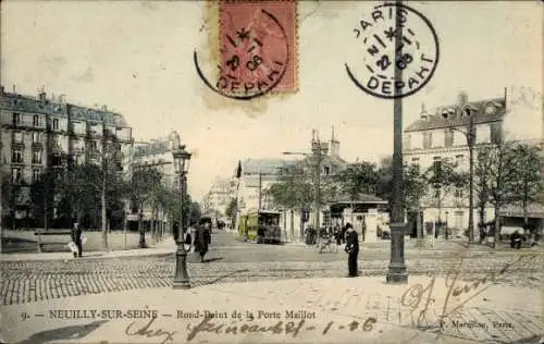 Ak Neuilly sur Seine Hauts de Seine, Rond-Point de la Porte Maillot