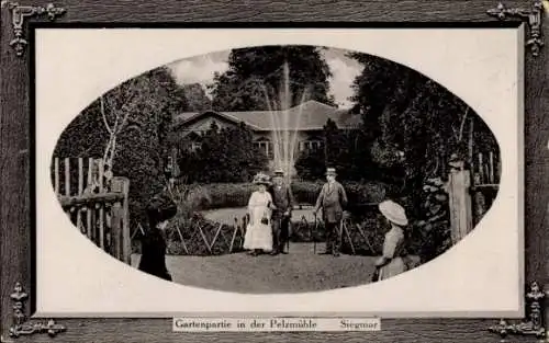 Präge Passepartout Ak Siegmar Chemnitz in Sachsen, Garten in der Pelzmühle