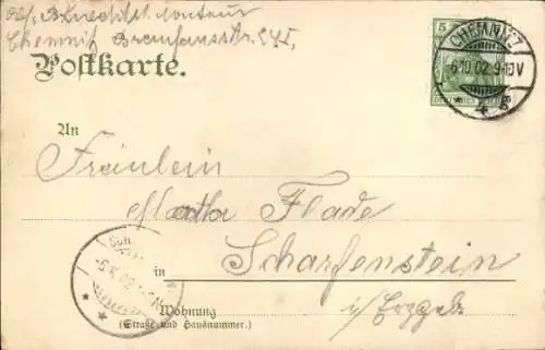 Ak Chemnitz in Sachsen, Hauptpost mit Poststraße, Straßenbahn