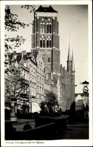 Ak Gdańsk Danzig, Jopengasse mit St. Marienkirche