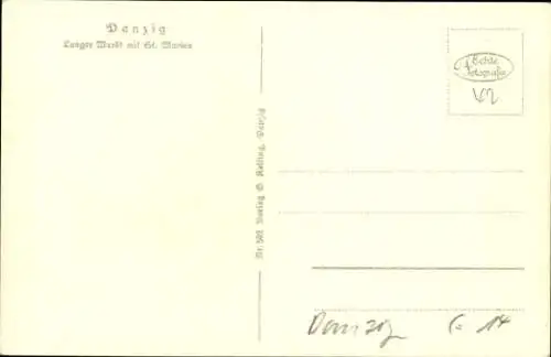 Ak Gdańsk Danzig, Langer Markt mit Kirche St. Marien, Artushof mit Rathaus