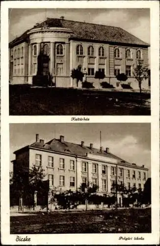 Ak Bicske Ungarn, Kulturhaus, Schule